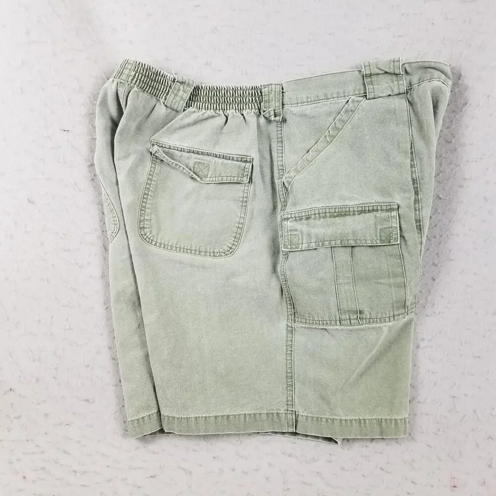 Weekender Cargo Shorts Mens 42 Green‎ Elastic Waist Cotton Pockets Style MOS9760